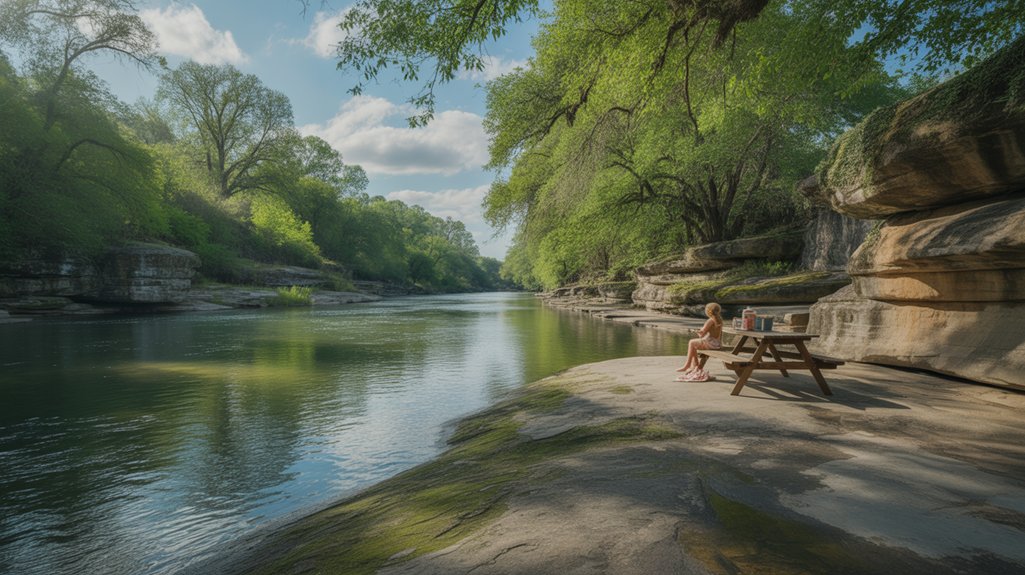 floating picnic on river