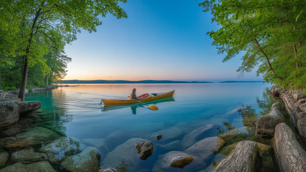 kayaking in turquoise waters