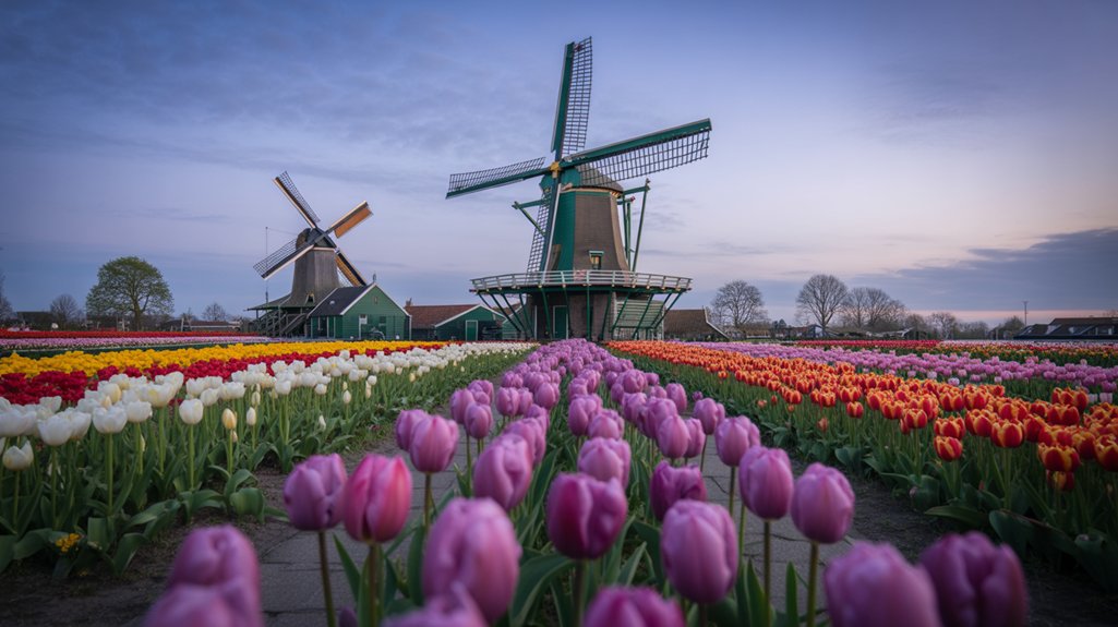 keukenhof mill and tulips