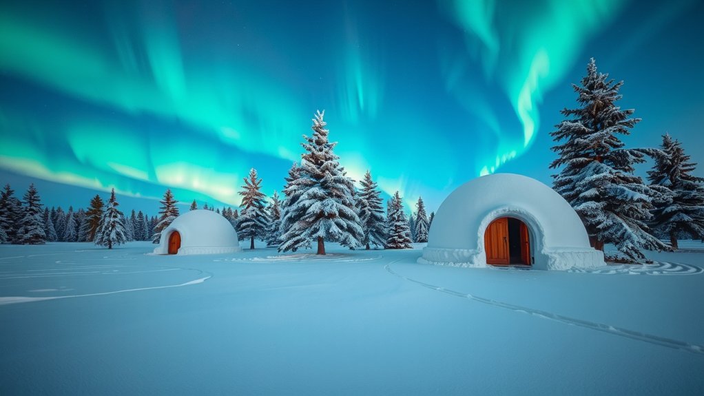 northern lights and igloos
