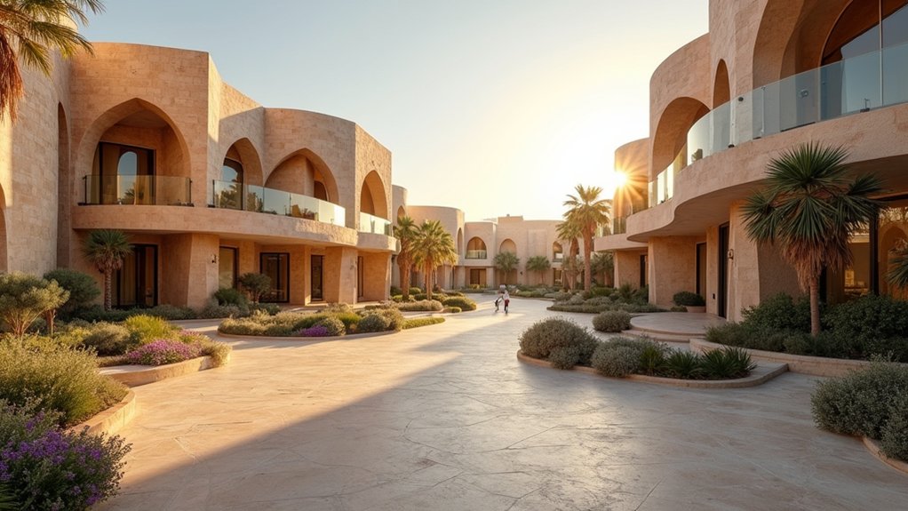 pastel architecture at sunset