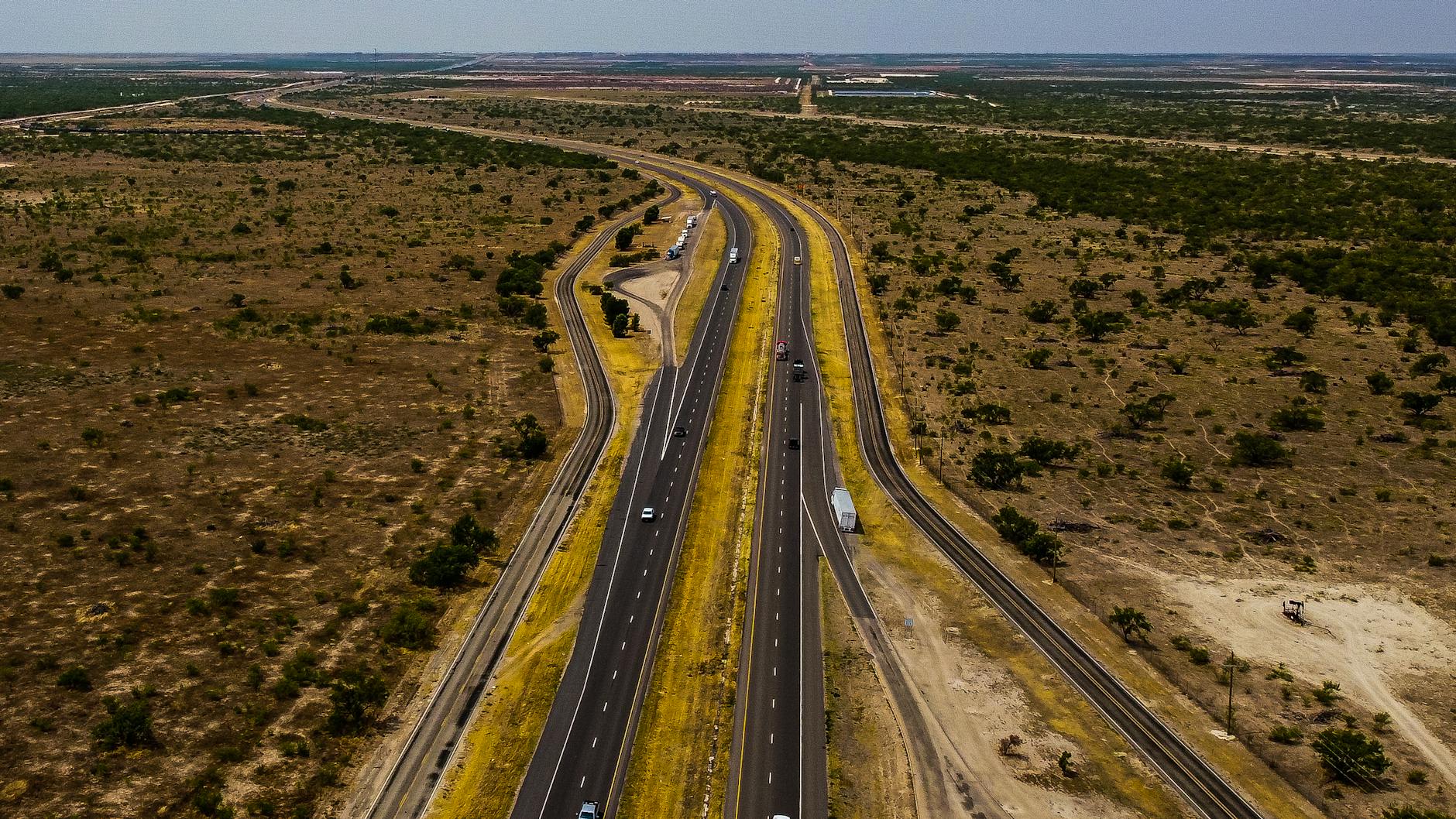 aerial view of the highway