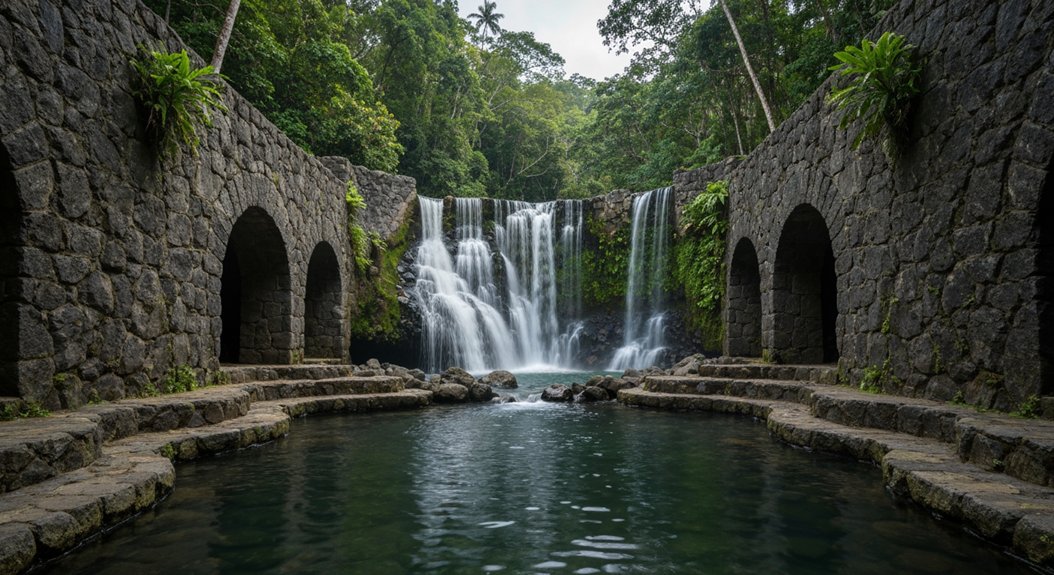tropical waterfalls and swimming