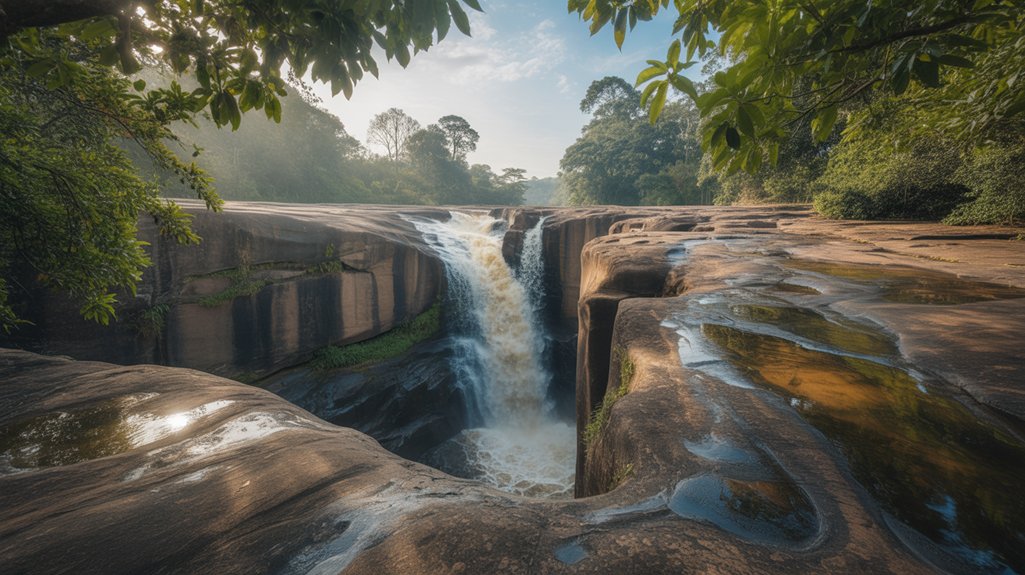 waterfall meets atlantic ocean