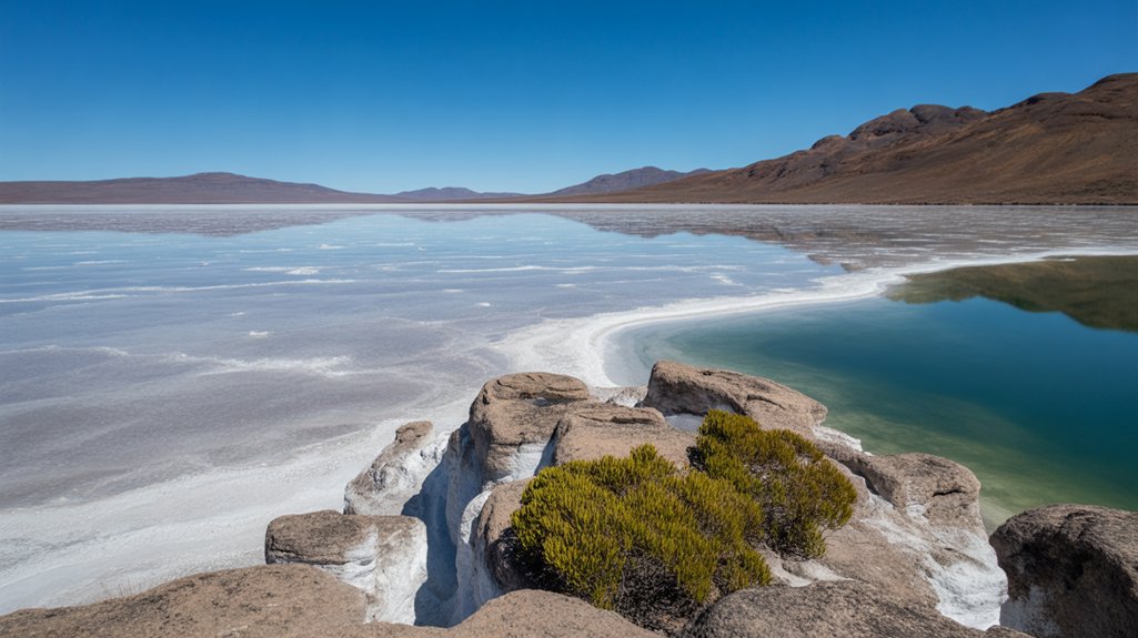 flamingos in scenic lagoon