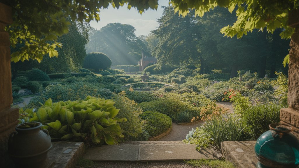 historic gardens with blooms