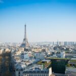 clear sky over paris with eiffel tower